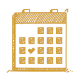 A gold calendar with squares on a white background.