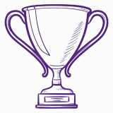 A purple trophy cup on a white background.