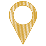 A gold location pin icon on a white background.
