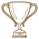 A drawing of a trophy cup on a white background is perfect for events.