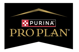 The Purina Pro Plan logo, proudly displayed by our sponsors, features a red and white square emblem above the brand name in elegant gold lettering on a sleek black background.